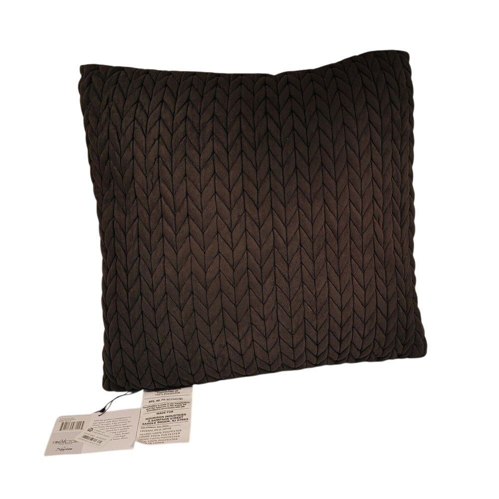 Mina Victory Gray Textured Knit Pattern Decorative‎ Throw Pillow Home Decor